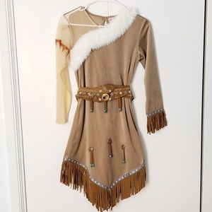 Disney Asymmetrical Tan Dress with White Fur Trim